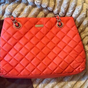 kate spade Quilted Coral-Red Chain-Handle Shoulder Bag